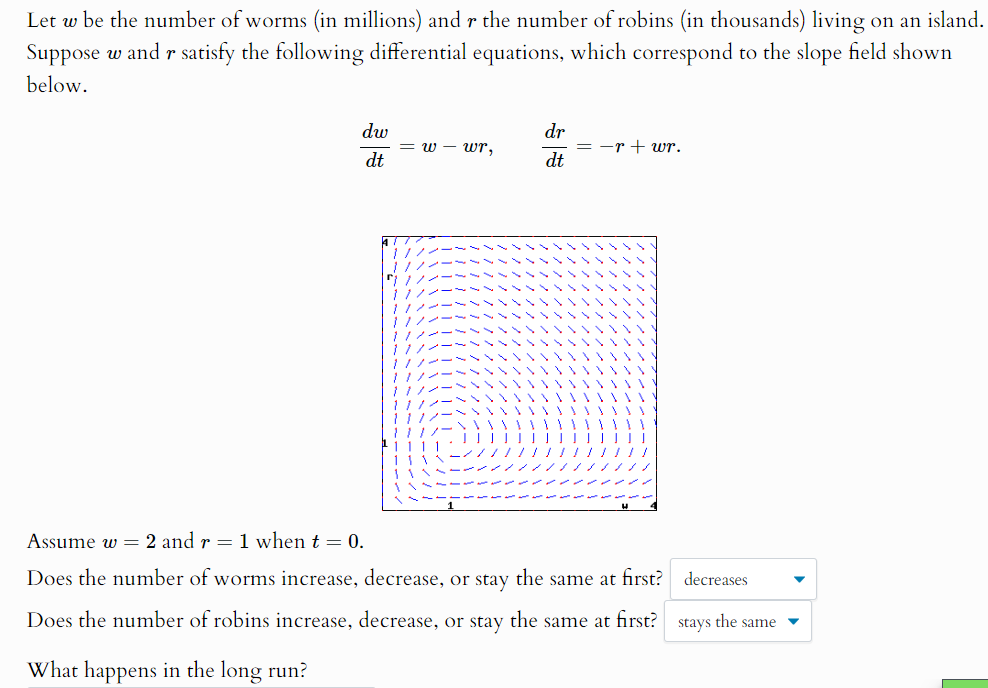 Solved Let w ﻿be the number of worms (in millions) ﻿and r | Chegg.com