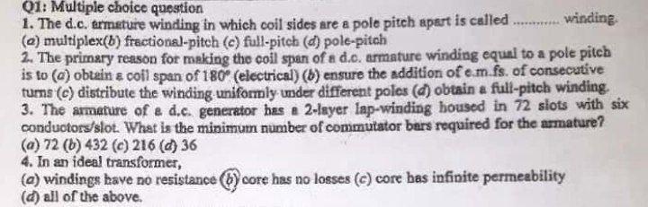 Armature Windings: Pole Pitch, Coil Span And Commutator Pitch