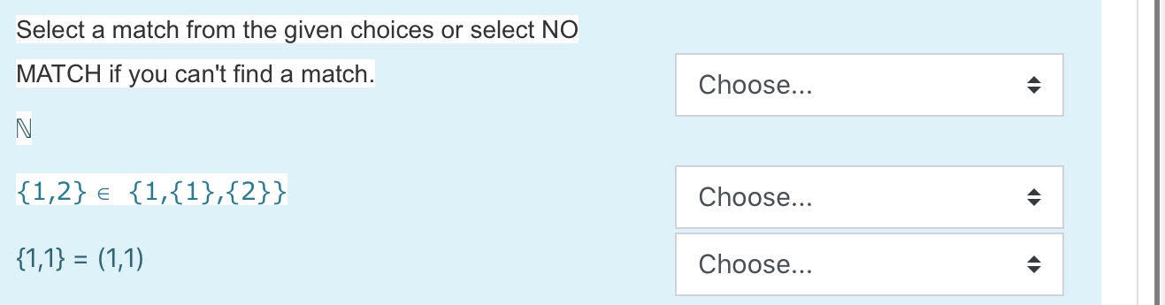 Solved Select a match from the given choices or select NO | Chegg.com