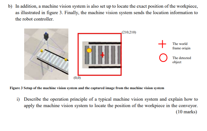 Solved b) In addition, a machine vision system is also set | Chegg.com