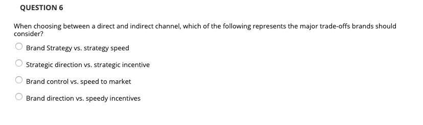 Solved QUESTION 6 When choosing between a direct and | Chegg.com