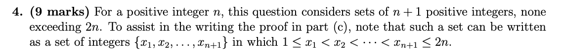 Solved 4. (9 marks) For a positive integer n, this question | Chegg.com