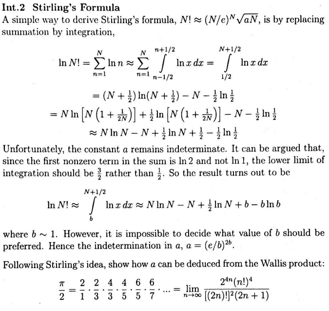 Solved Int.2 Stirling's Formula A Simple Way To Derive | Chegg.com