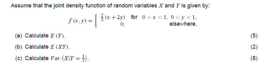 Solved Assume that the joint density function of random | Chegg.com