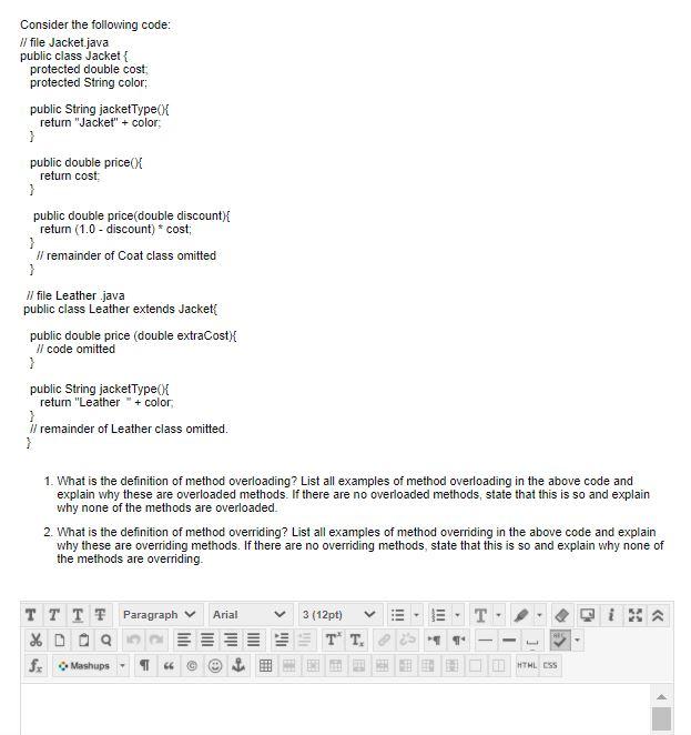 Solved Consider the following code: // file Jacket.java | Chegg.com
