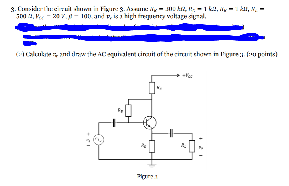 Solved 3. Consider the circuit shown in Figure 3. Assume RB | Chegg.com