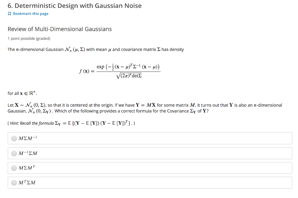 6 Deterministic Design With Gaussian Noise Bookma Chegg Com