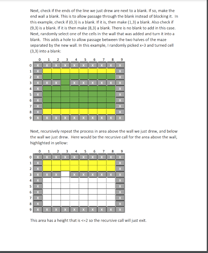 C++ 3) Recursive Maze Generation TO DO: Write a | Chegg.com
