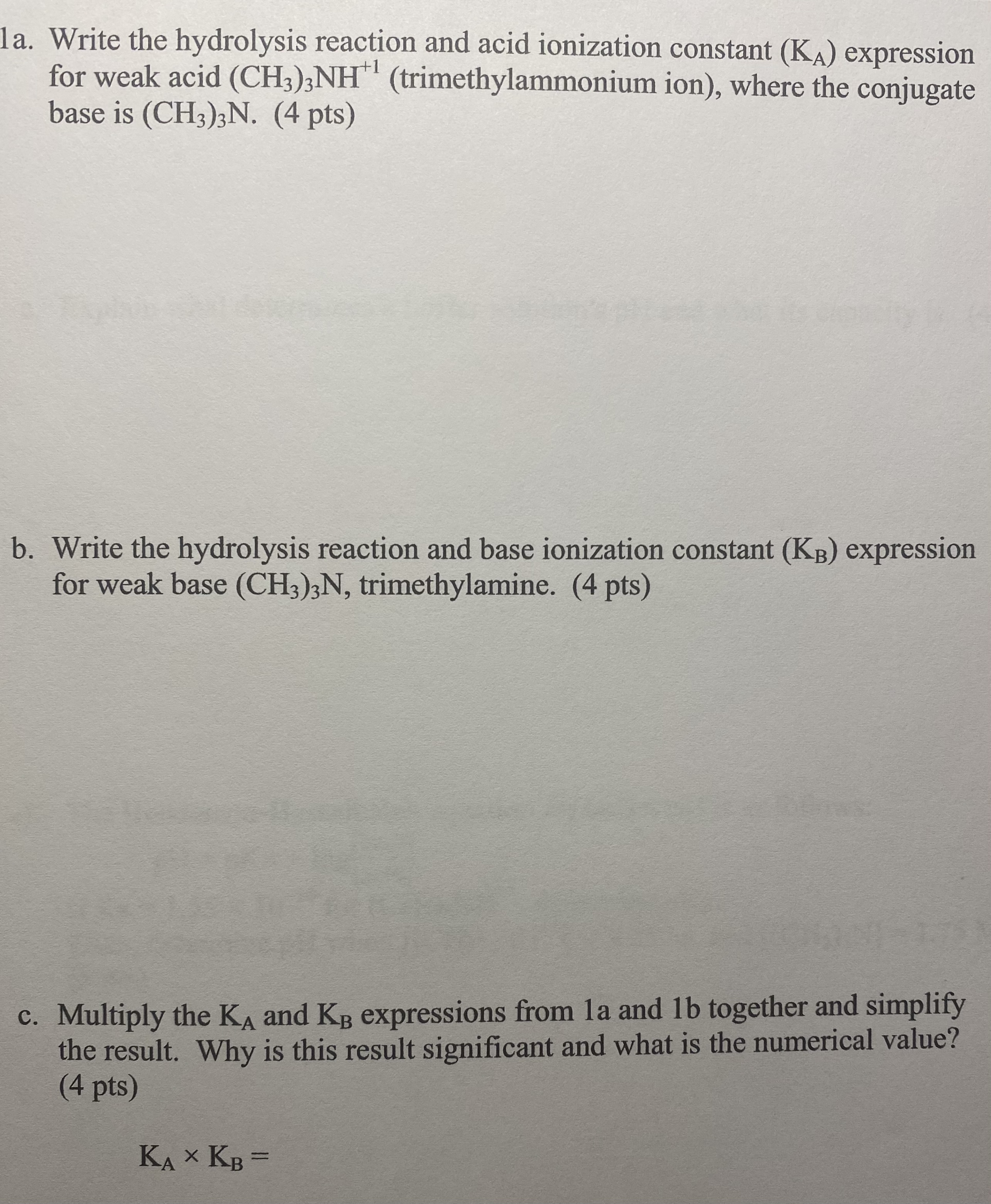 Solved a. Write the hydrolysis reaction and acid ionization | Chegg.com