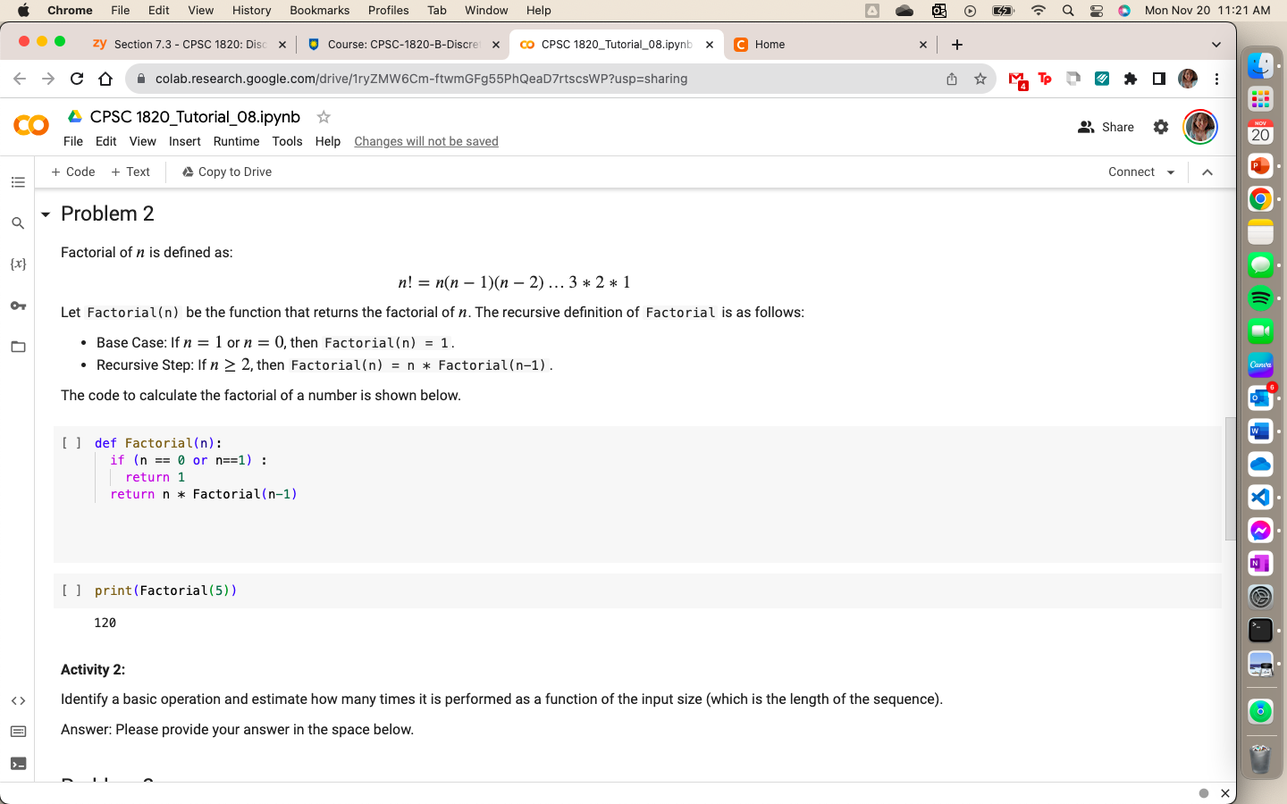 value of n 2 factorial