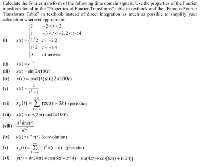 Solved Calculate The Fourier Transform Of The Following Time | Chegg.com