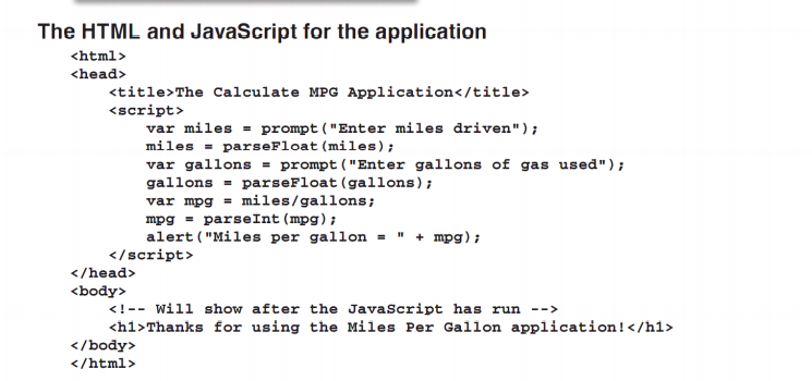 The HTML and JavaScript for the application | Chegg.com