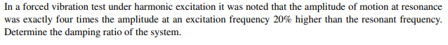 Solved In a forced vibration test under harmonic excitation | Chegg.com