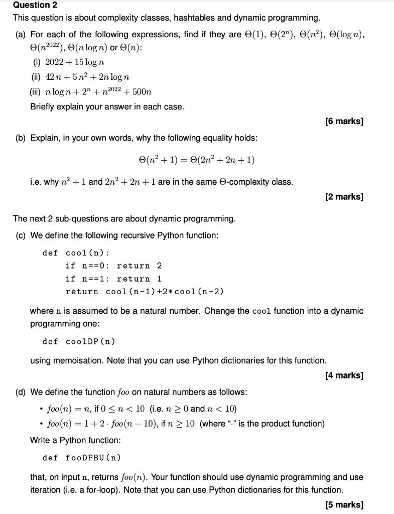 Solved Question 2 This question is about complexity classes, | Chegg.com