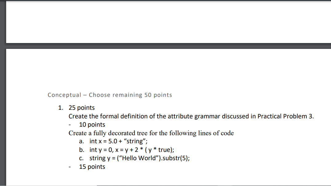 Solved Grammar S -> A C | A C A -> A B B | A A B -> B B | C | Chegg.com