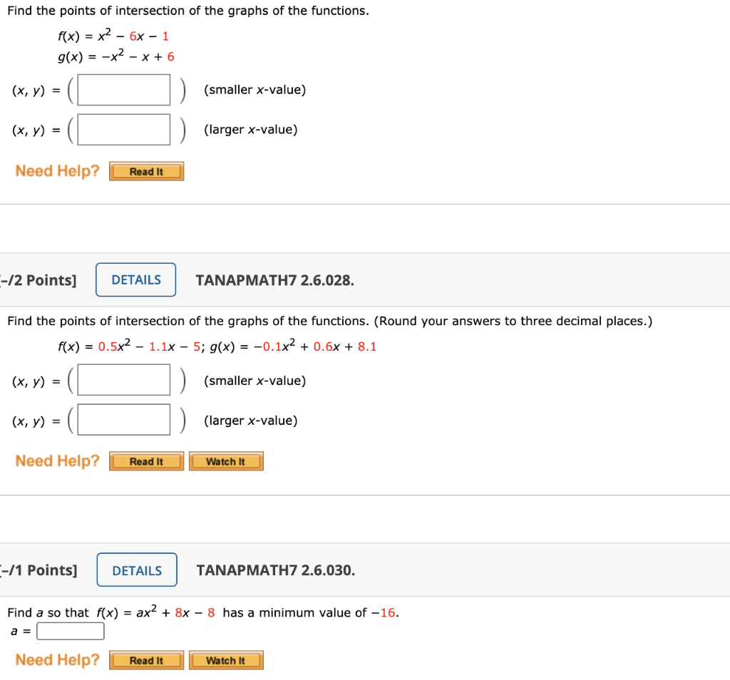 Solved Find the points of intersection of the graphs of the | Chegg.com