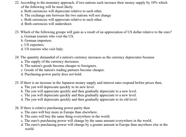 Solved 22 According To The Monetary Approach If Two Nat Chegg Com