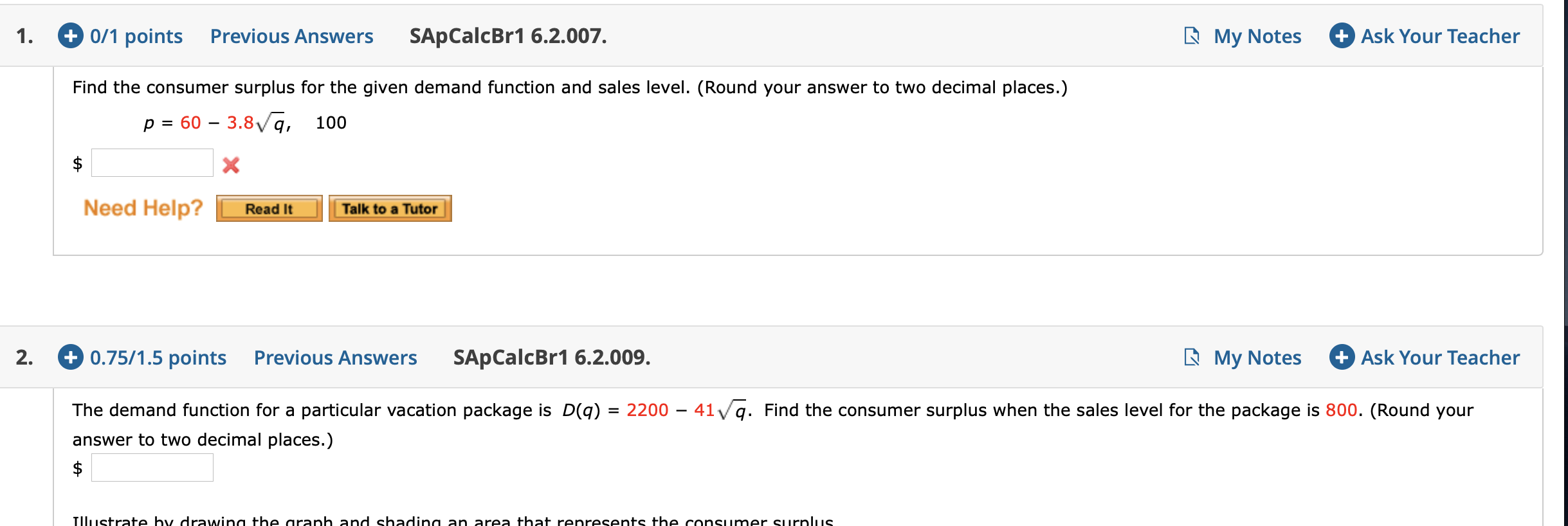 Solved 1. + 0/1 Points Previous Answers SAP CalcBr1 6.2.007. | Chegg.com