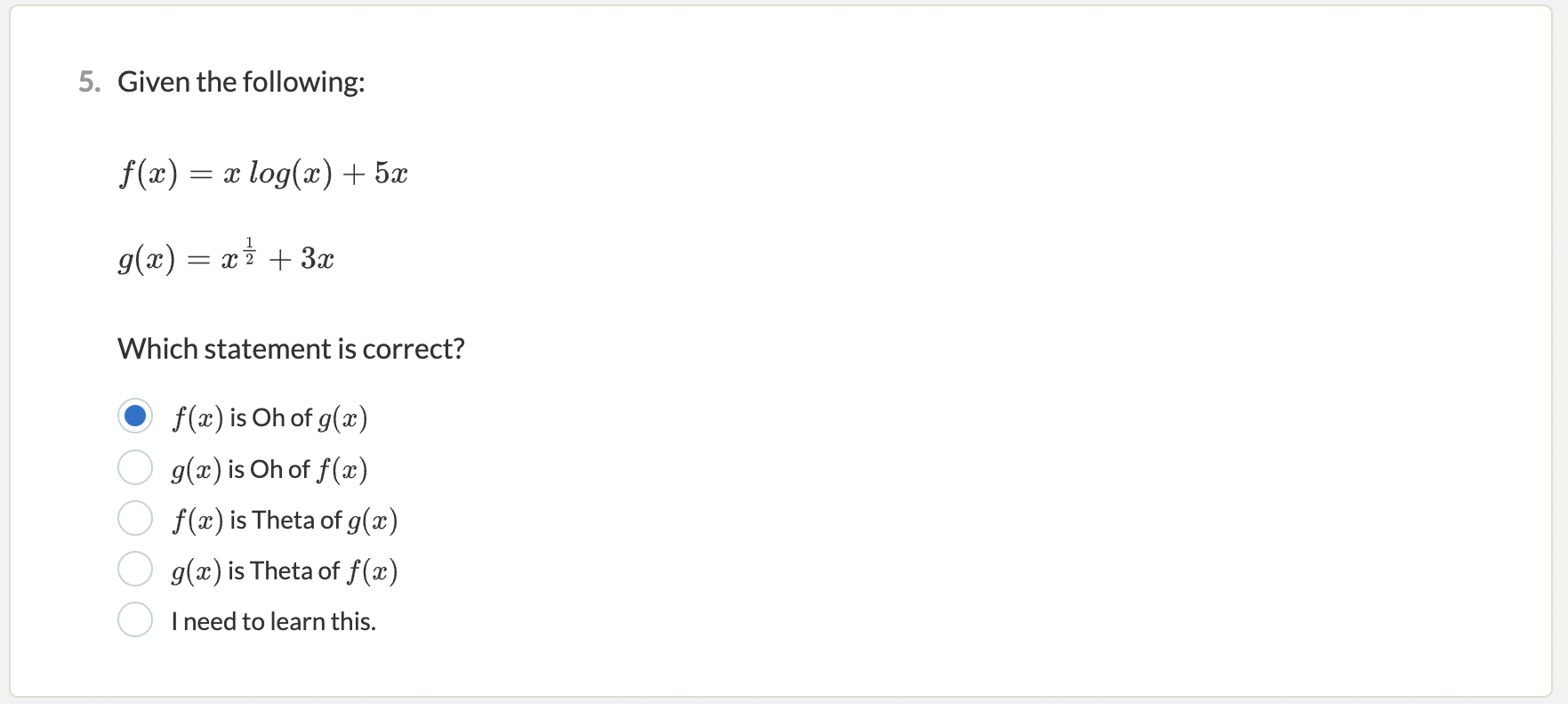 solved-5-given-the-following-f-x-x-log-x-5x-g-x-chegg