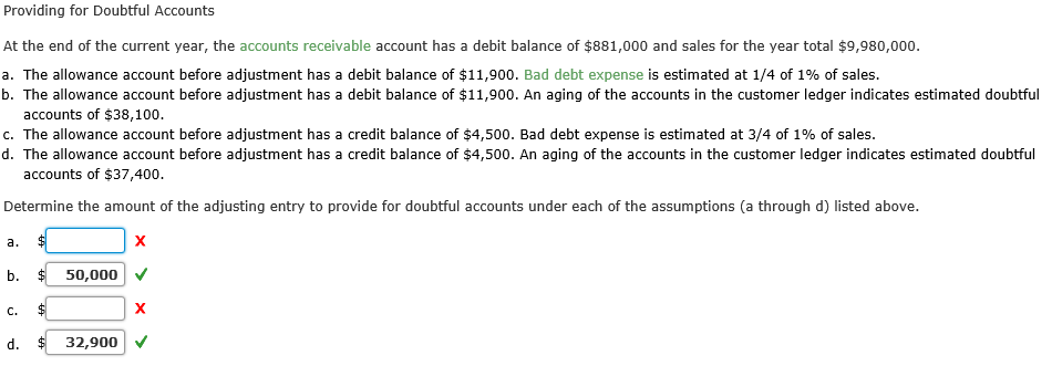 Solved Providing for Doubtful Accounts At the end of the | Chegg.com