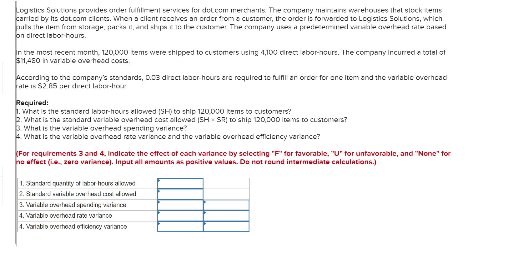 Solved Logistics Solutions Provides Order Fulfillment | Chegg.com