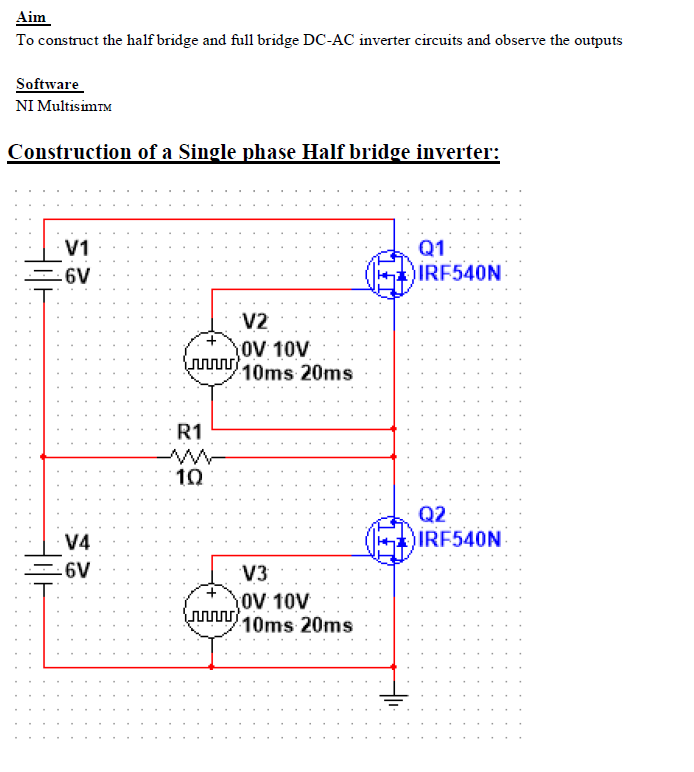 Solved Aim To construct the half bridge and full bridge
