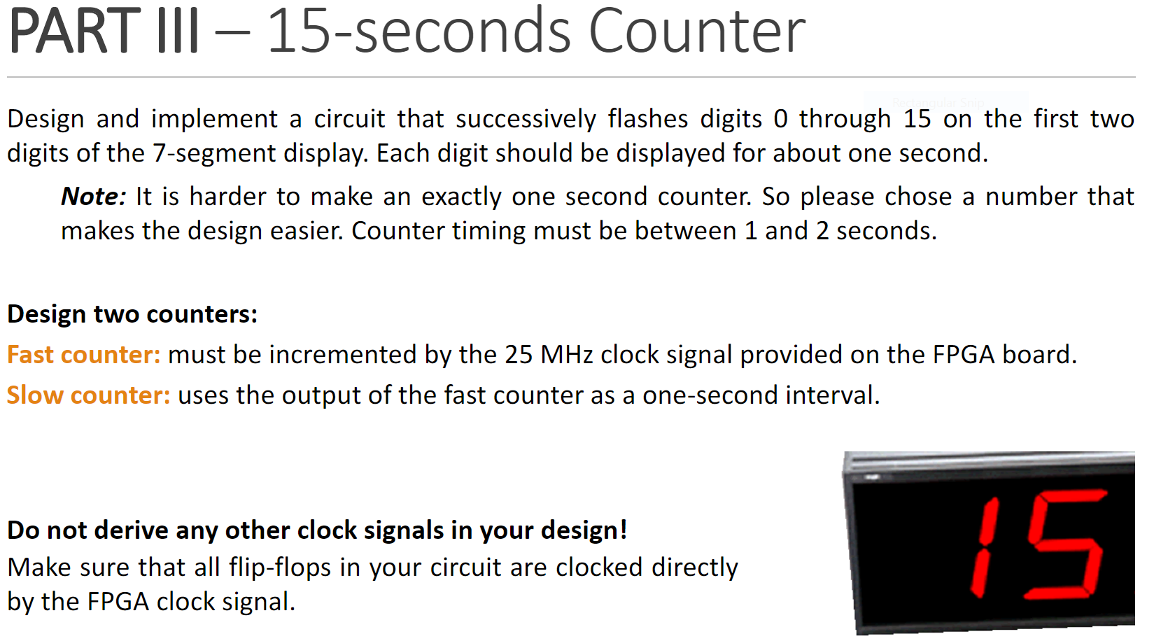PART III – 15-seconds Counter Design and implement a | Chegg.com