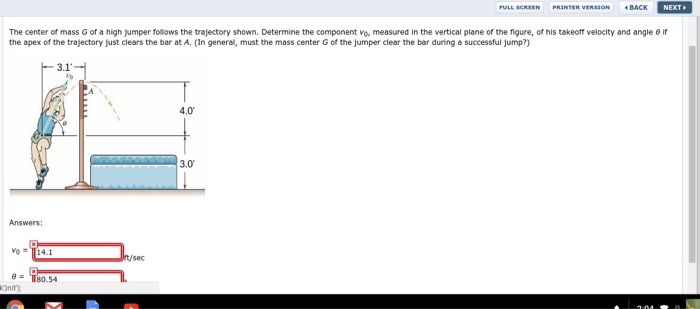 Solved The center of mass G of a high jumper follows the | Chegg.com