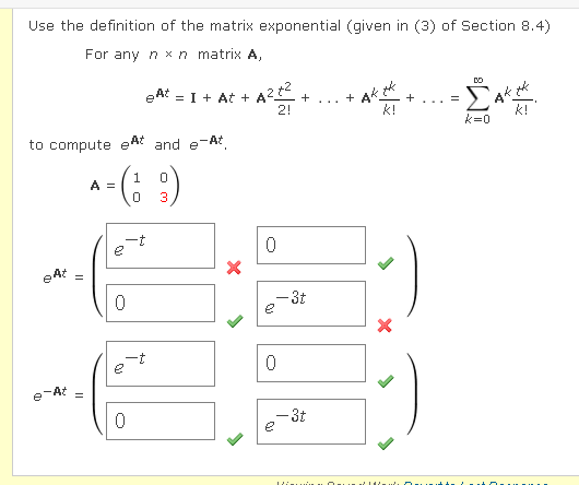 Solved Use the definition of the matrix exponential (given | Chegg.com