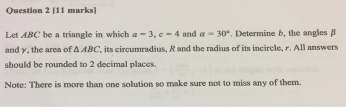 Solved Question 2 111 marks Let ABC be a triangle in which | Chegg.com