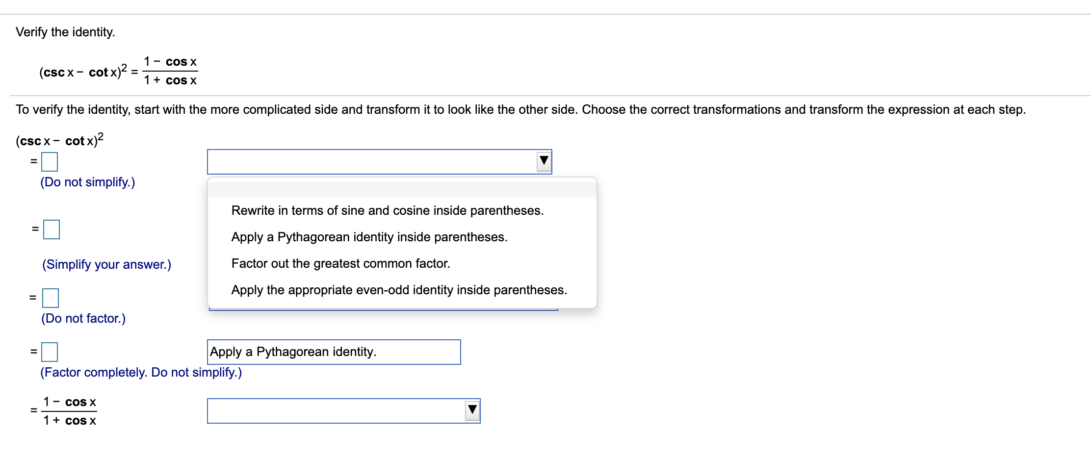 solved-verify-the-identity-cscx-cot-x-2-1-cos-x-1-chegg