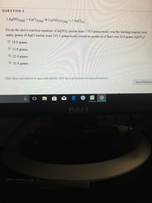 Solved QUESTION 2 2 AgNO3 ag CuCl2 a CuNO3 2 ag 2 AgCIo