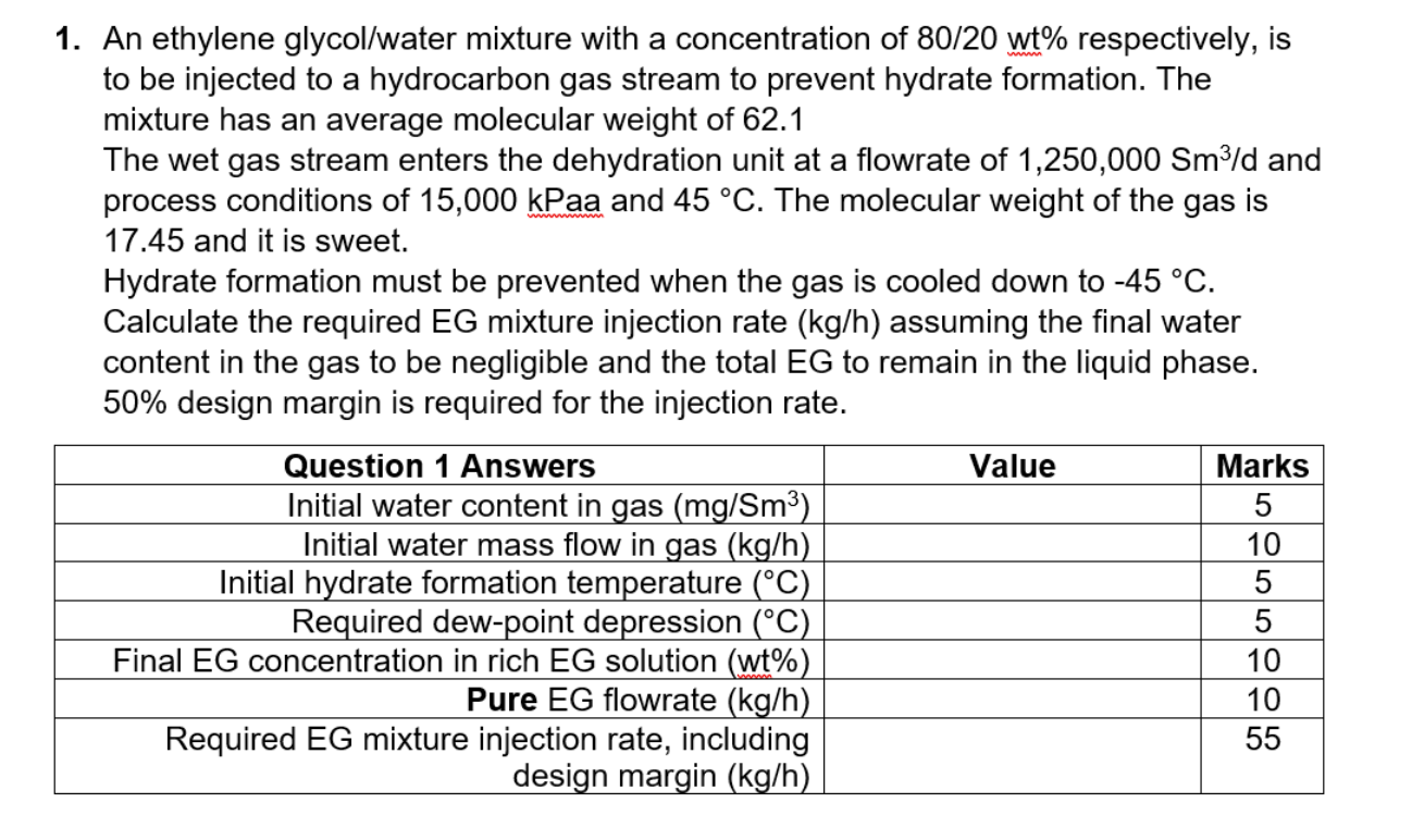 Solved 1. An ethylene glycol/water mixture with a