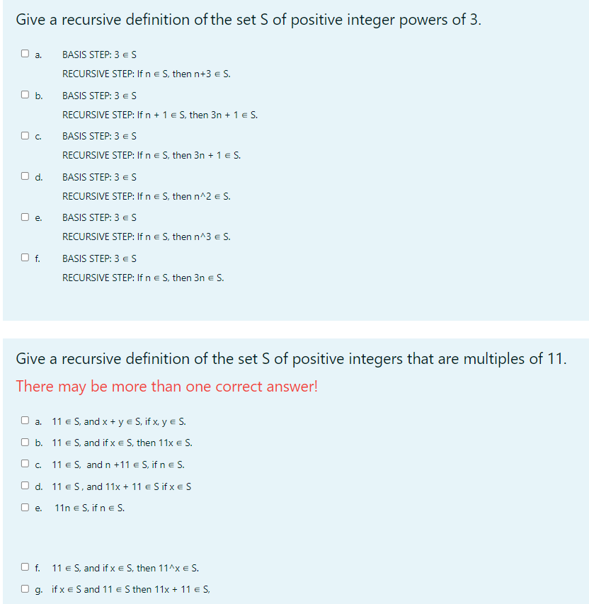 Solved Give A Recursive Definition Of The Set S Of Positive | Chegg.com