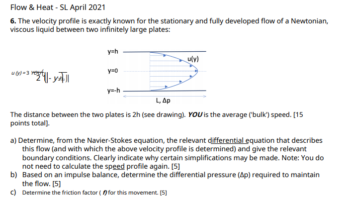 Solved Flow & Heat - SL April 2021 6. The velocity profile | Chegg.com