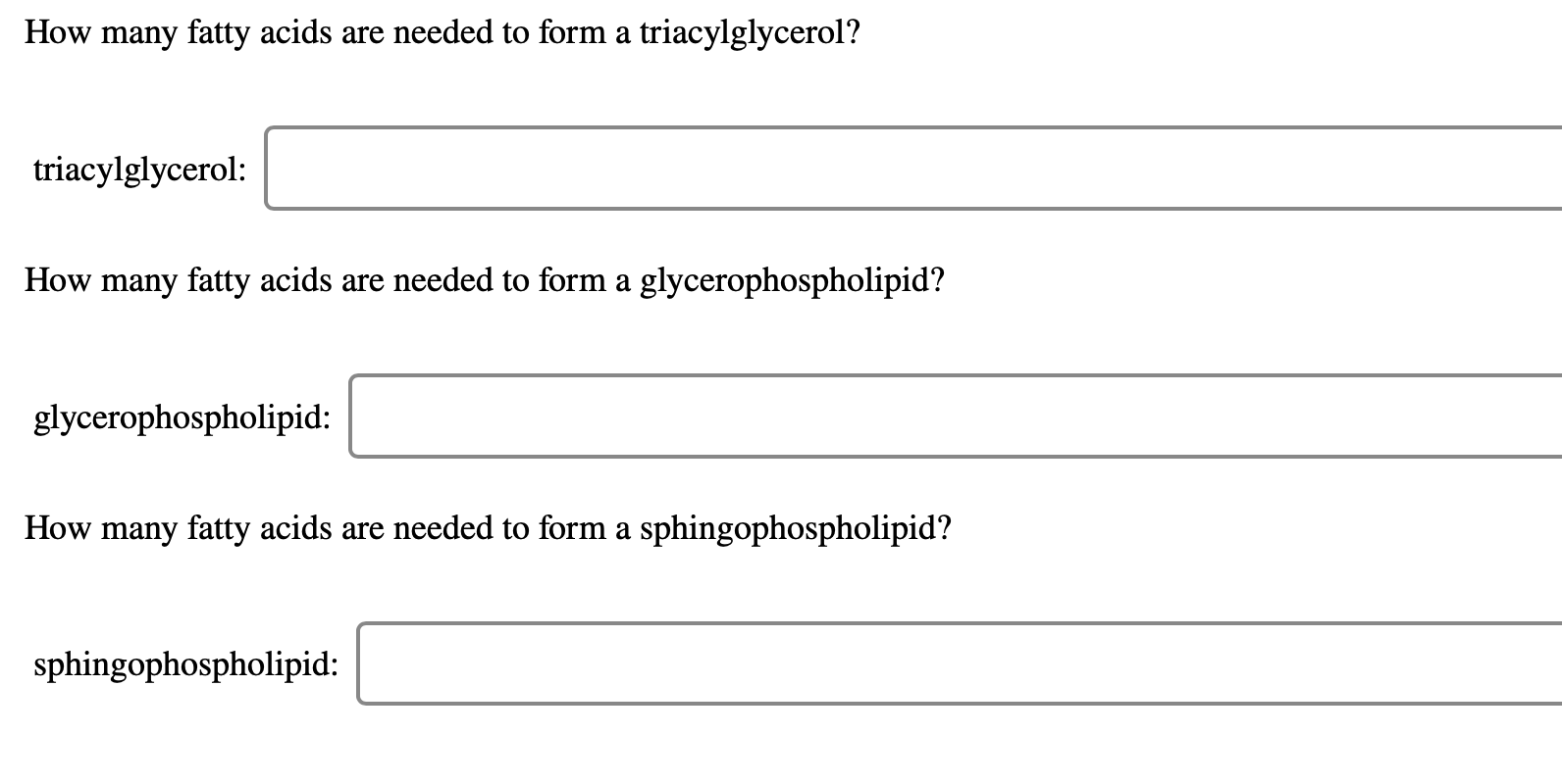 Solved How many fatty acids are needed to form a