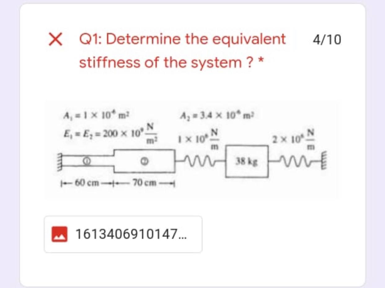 Solved 4/10 X Q1: Determine The Equivalent Stiffness Of The | Chegg.com