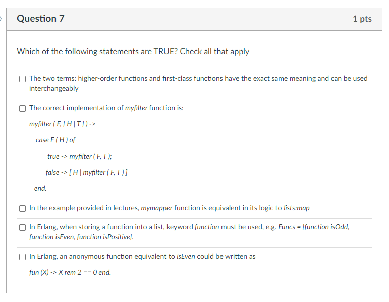 Solved Which of the following statements are TRUE? Check all | Chegg.com