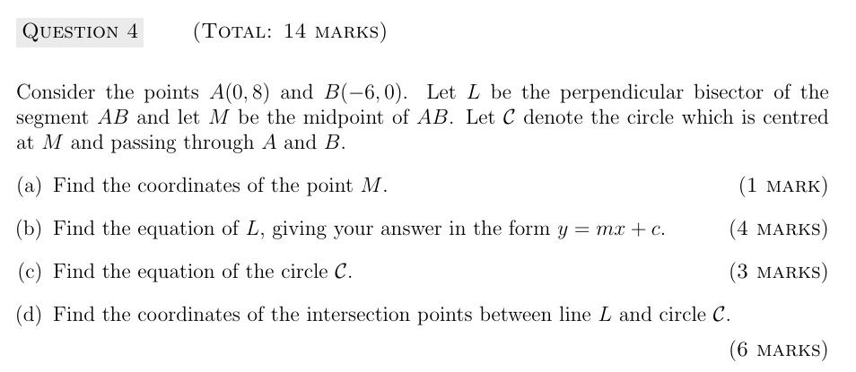 Solved Consider the points A(0,8) and B(−6,0). Let L be the | Chegg.com