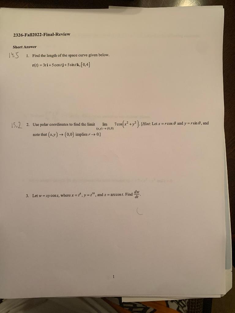 find the length of the space curve given below