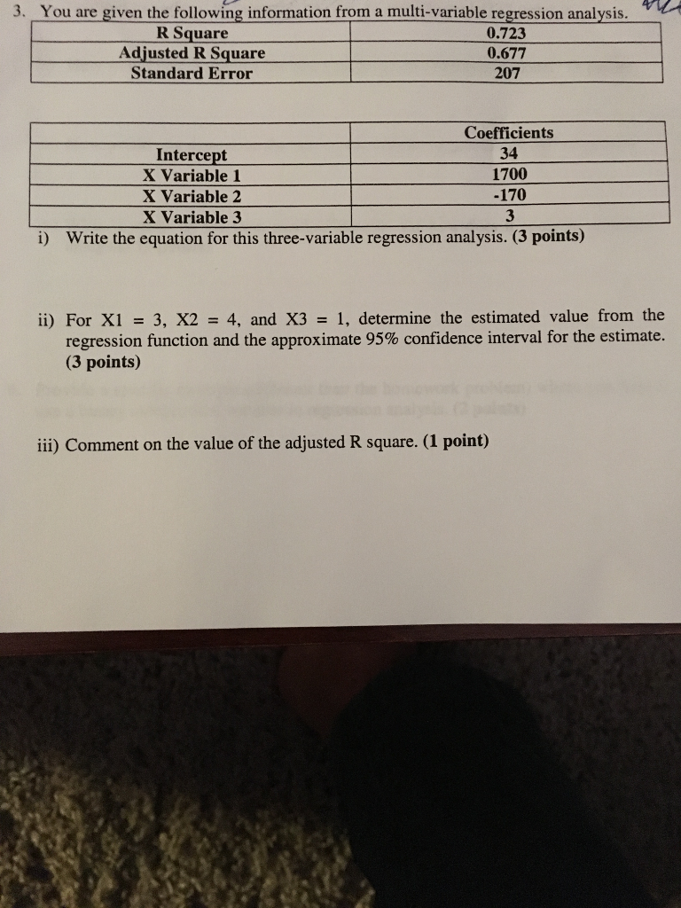 Solved 3. You are given the following information from a | Chegg.com