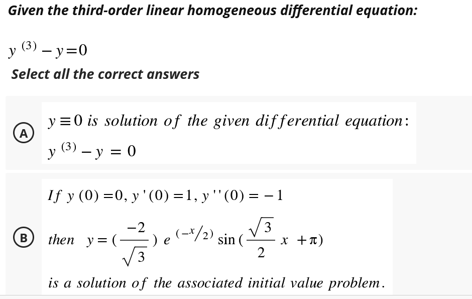 Solved Given The Third Order Linear Homogeneous Differential 3932