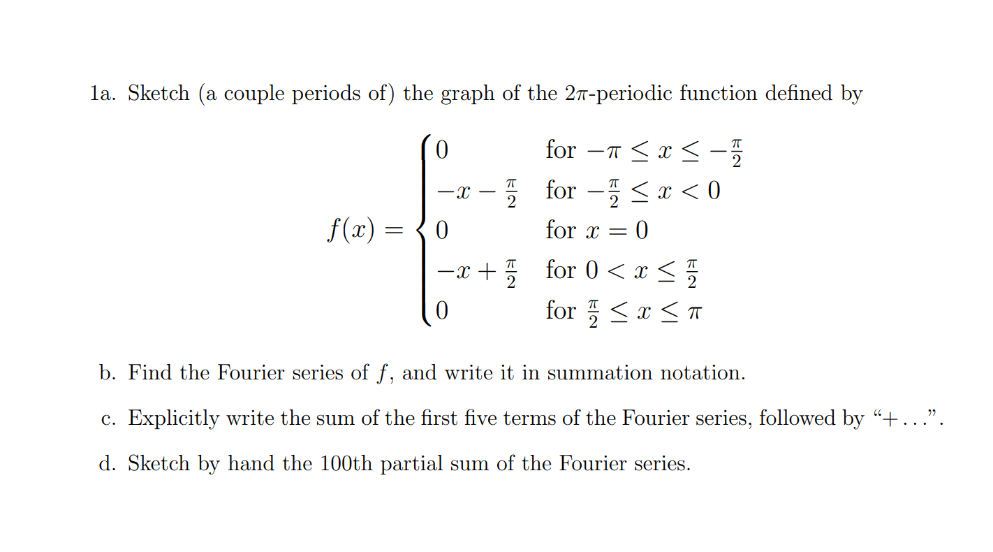 Solved 1a Sketch A Couple Periods Of The Graph Of The