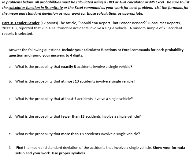 SOLVED IN PROBLEMS BELOW ALL PROBABILITIES MUST visual data 4