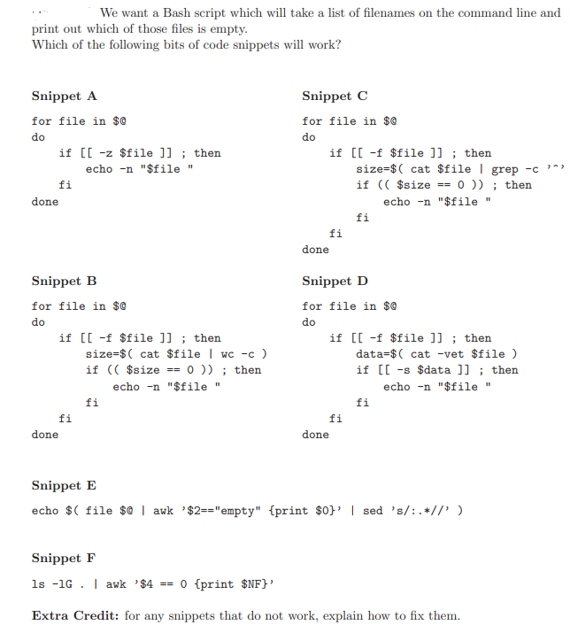 Solved We want a Bash script which will take a list of | Chegg.com