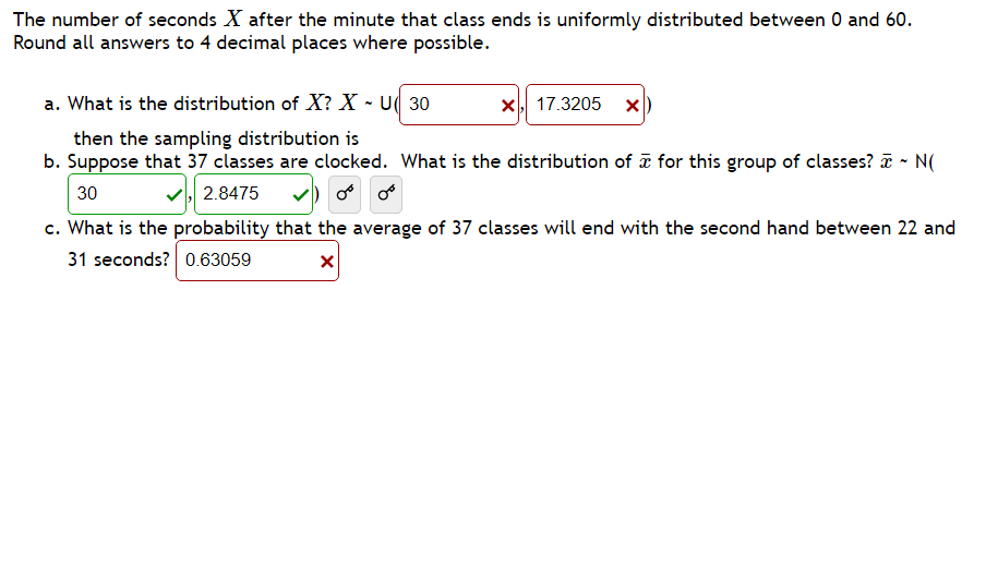 Solved The number of seconds X after the minute that class | Chegg.com