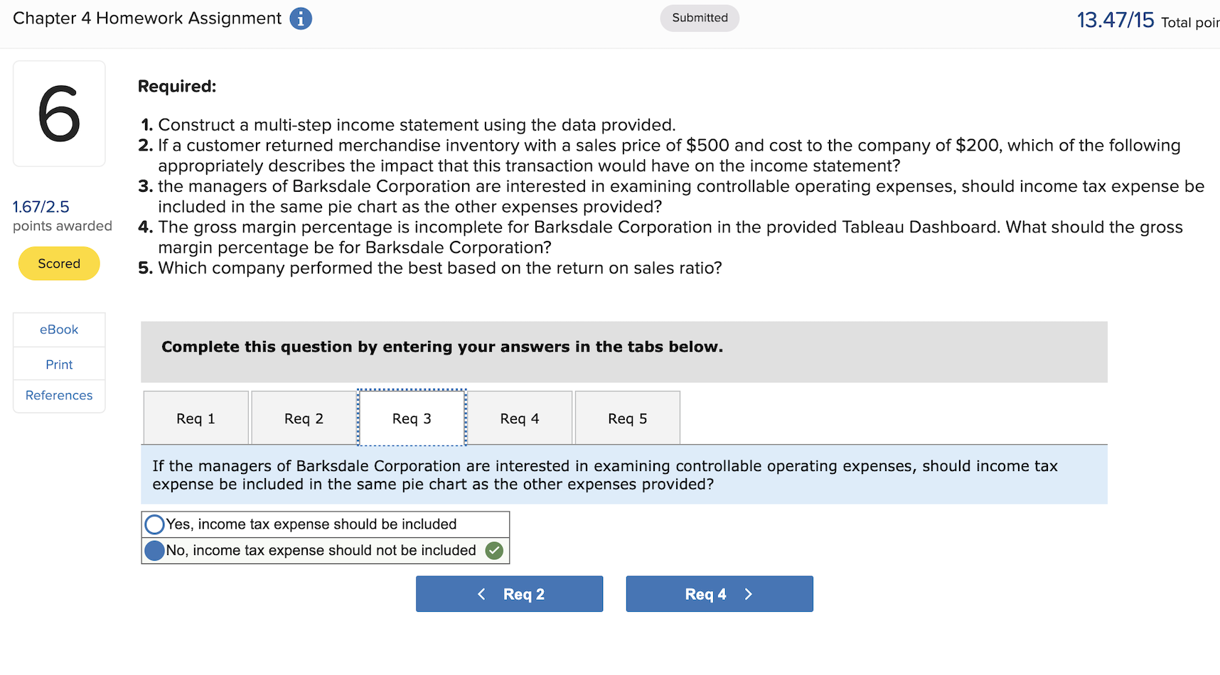 Solved Chapter 4 Homework Assignment Submitted 13.47/15 | Chegg.com