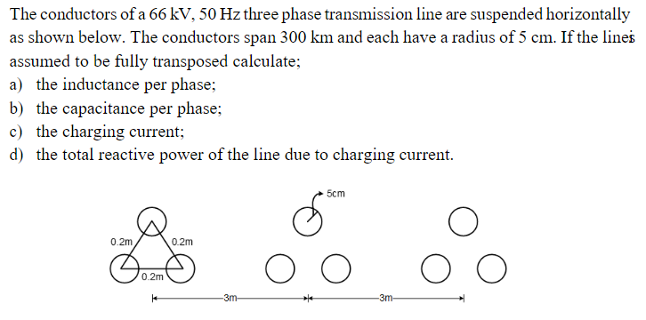 Solved The conductors of a 66 kV, 50 Hz three phase | Chegg.com