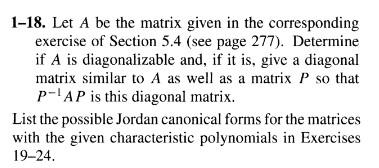Solved 1-18. Let A be the matrix given in the corresponding | Chegg.com