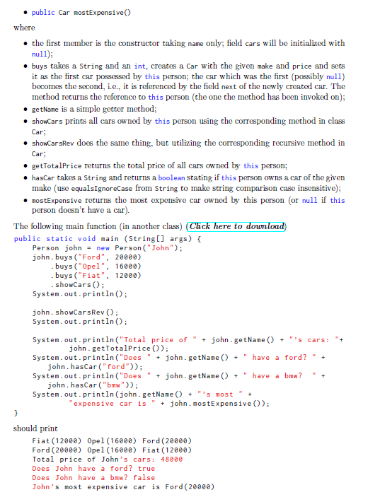 Solved Create two classes • Person representing a person | Chegg.com